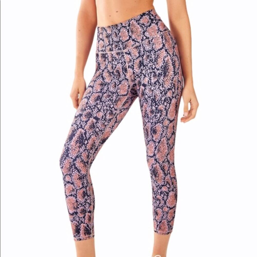 Fabletics Women's Pink Snakeskin Print High Waisted Power Hold Leggings